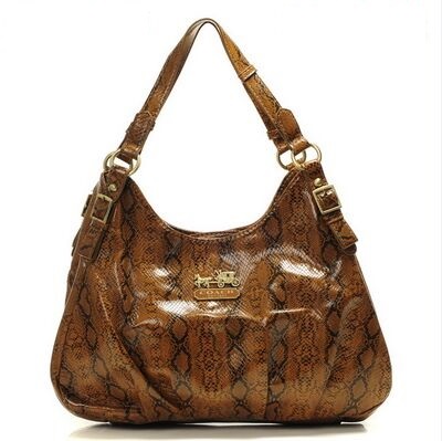 Coach Embossed Logo Medium Brown Shoulder Bags BCF